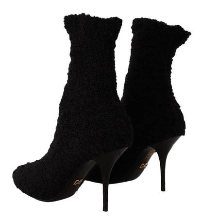 Dolce & Gabbana Elegant Black Mid-Calf Viscose Boots - EU40/US9.5