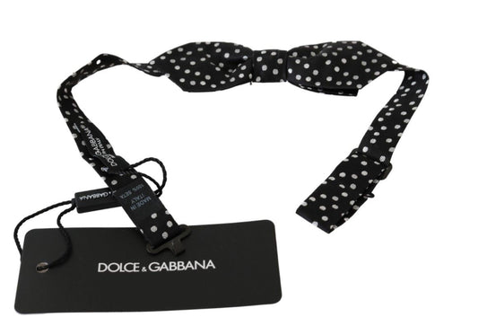 Dolce & Gabbana Elegant Black Polka Dot Silk Bow Tie