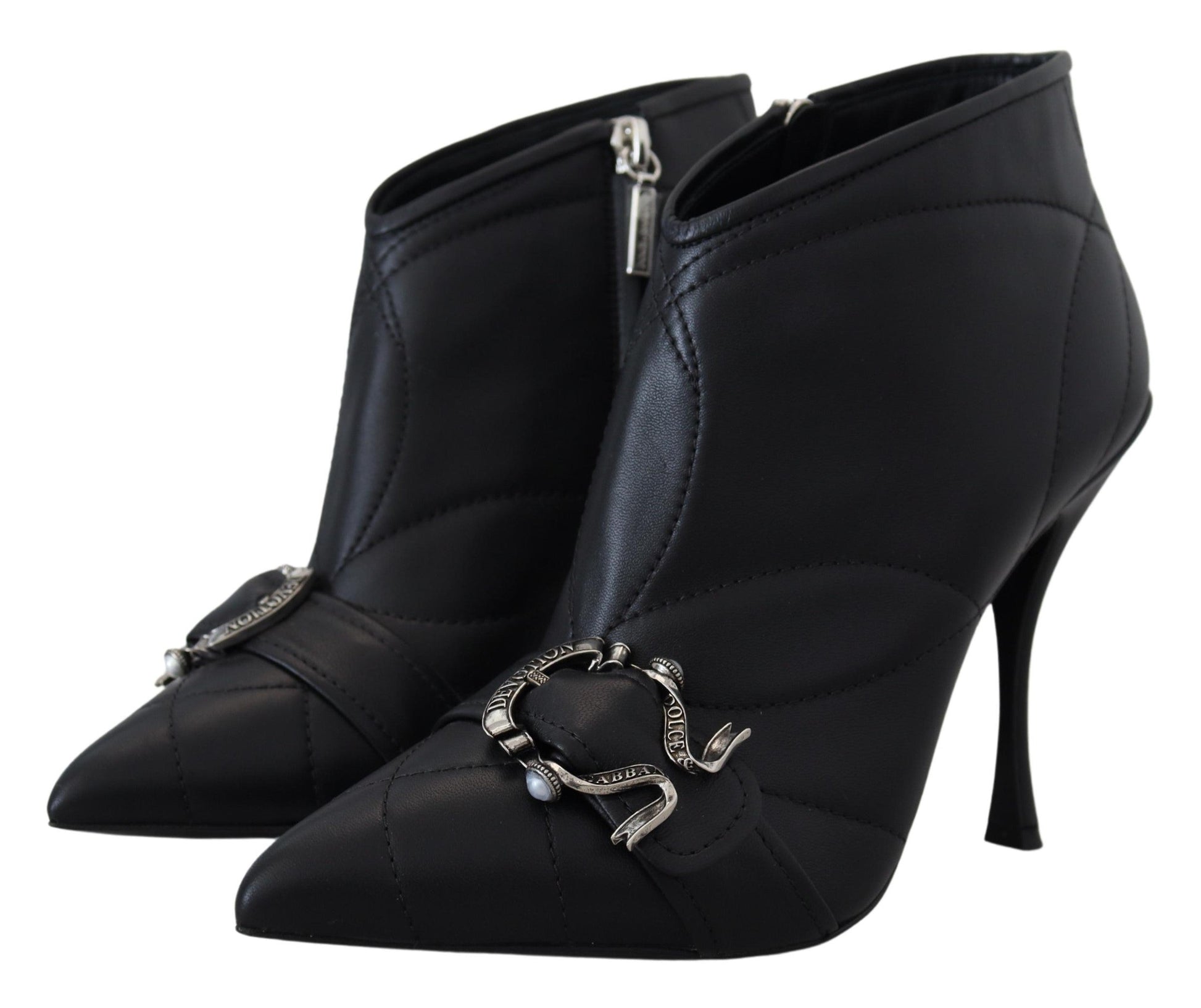 Dolce & Gabbana Elegant Black Quilted Leather Booties - EU39/US8.5