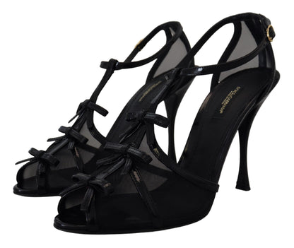 Dolce & Gabbana Elegant Black Stiletto Heeled Sandals - EU38/US7.5