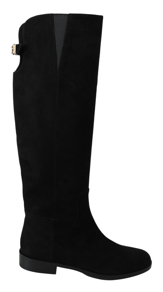 Dolce & Gabbana Elegant Black Suede Knee High Boots - EU35/US4.5