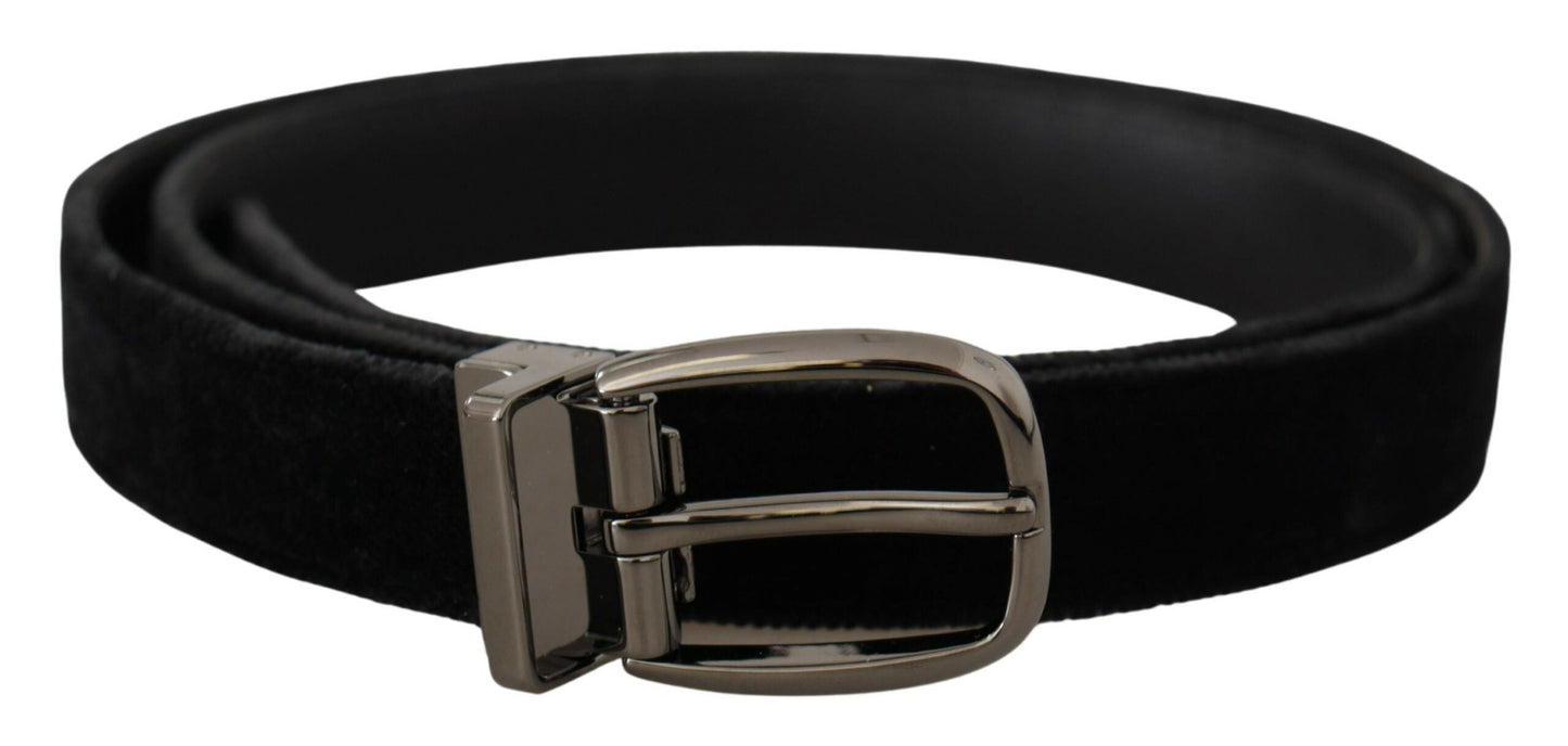 Dolce & Gabbana Elegant Black Velvet Designer Belt - 90 cm / 36 Inches