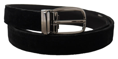 Dolce & Gabbana Elegant Black Velvet Designer Belt - 90 cm / 36 Inches