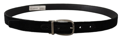 Dolce & Gabbana Elegant Black Velvet Designer Belt - 90 cm / 36 Inches