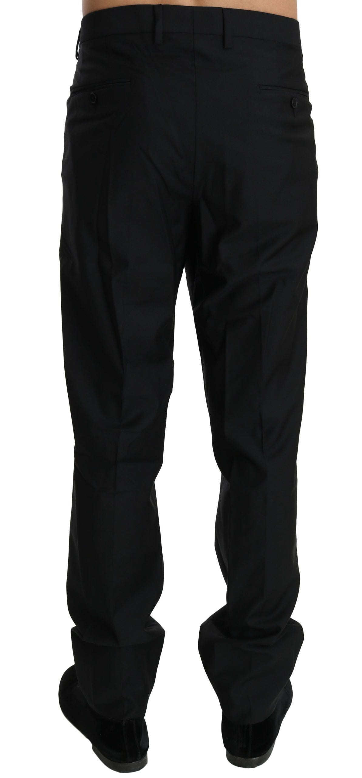 Dolce & Gabbana Elegant Black Virgin Wool Dress Pants - IT56 | XXL