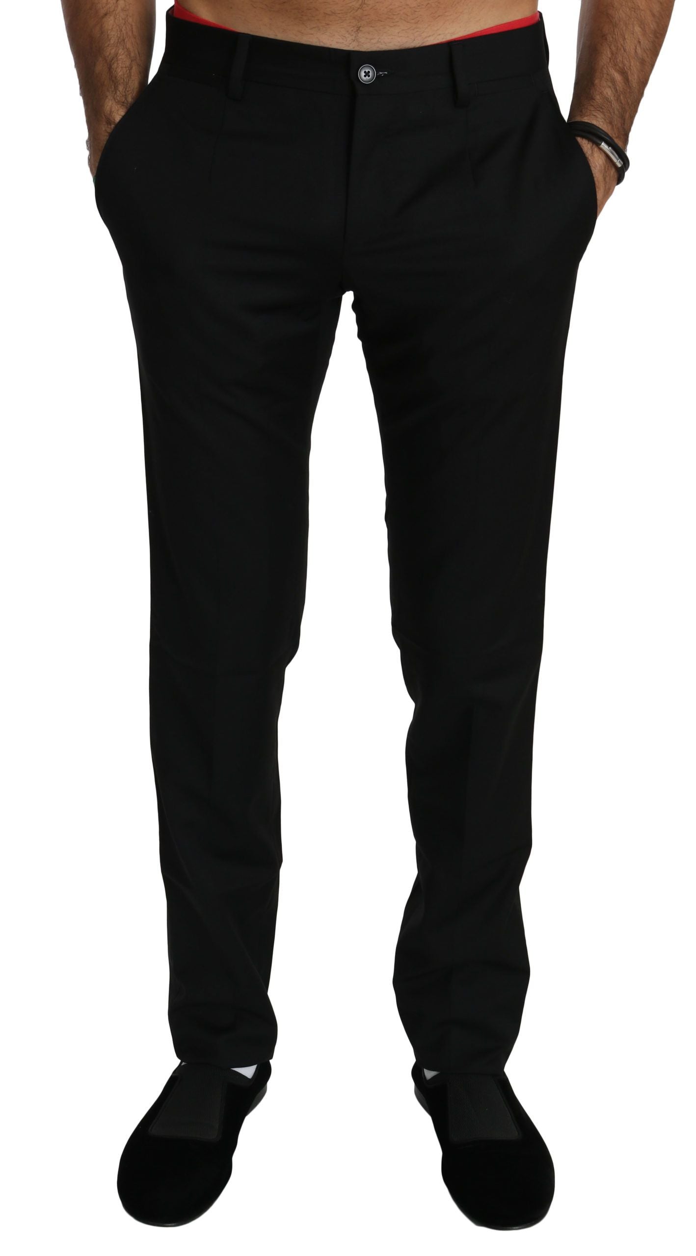 Dolce & Gabbana Elegant Black Wool Dress Pants - IT44 | XS