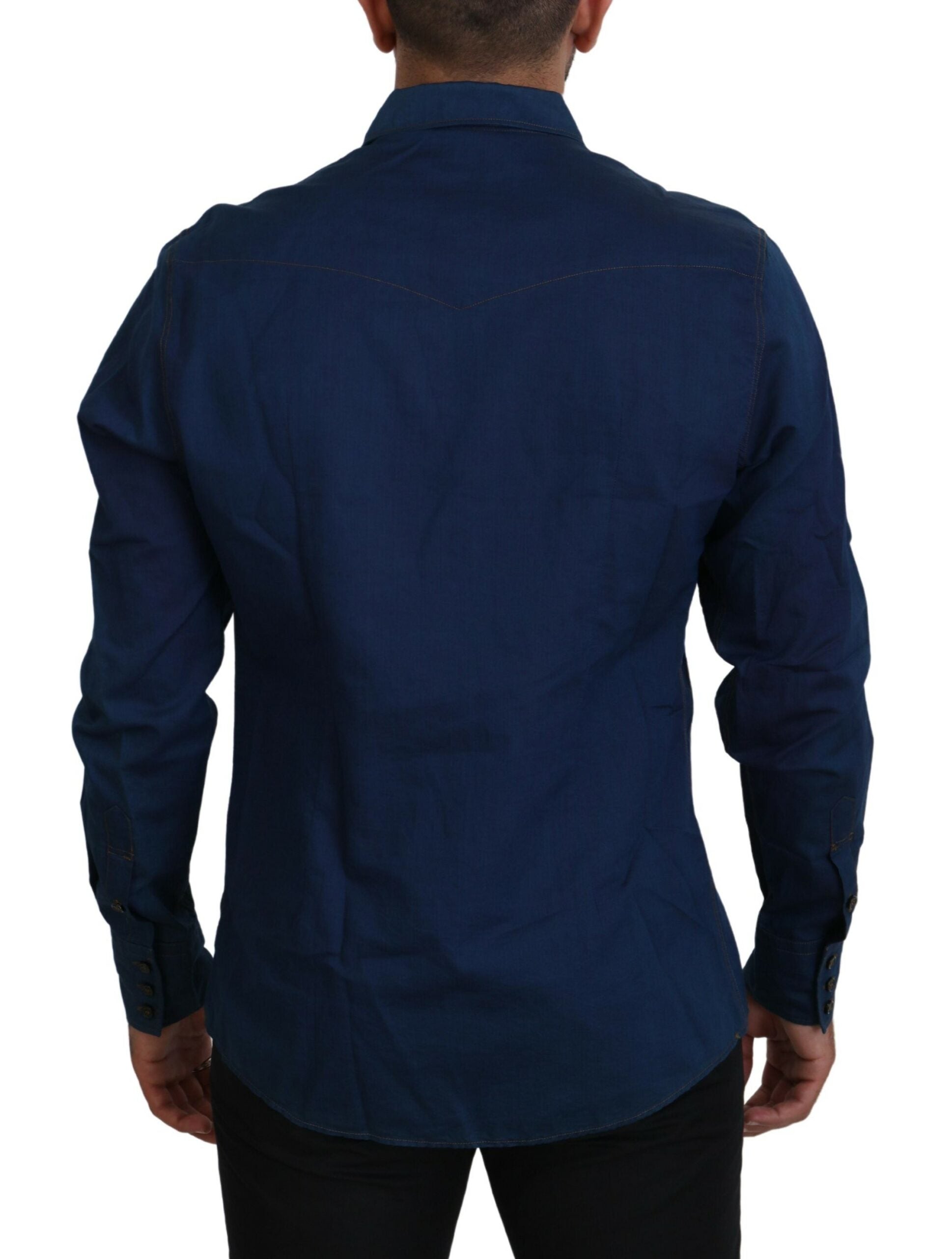 Dolce & Gabbana Elegant Blue Denim Casual Shirt - IT38 | XS