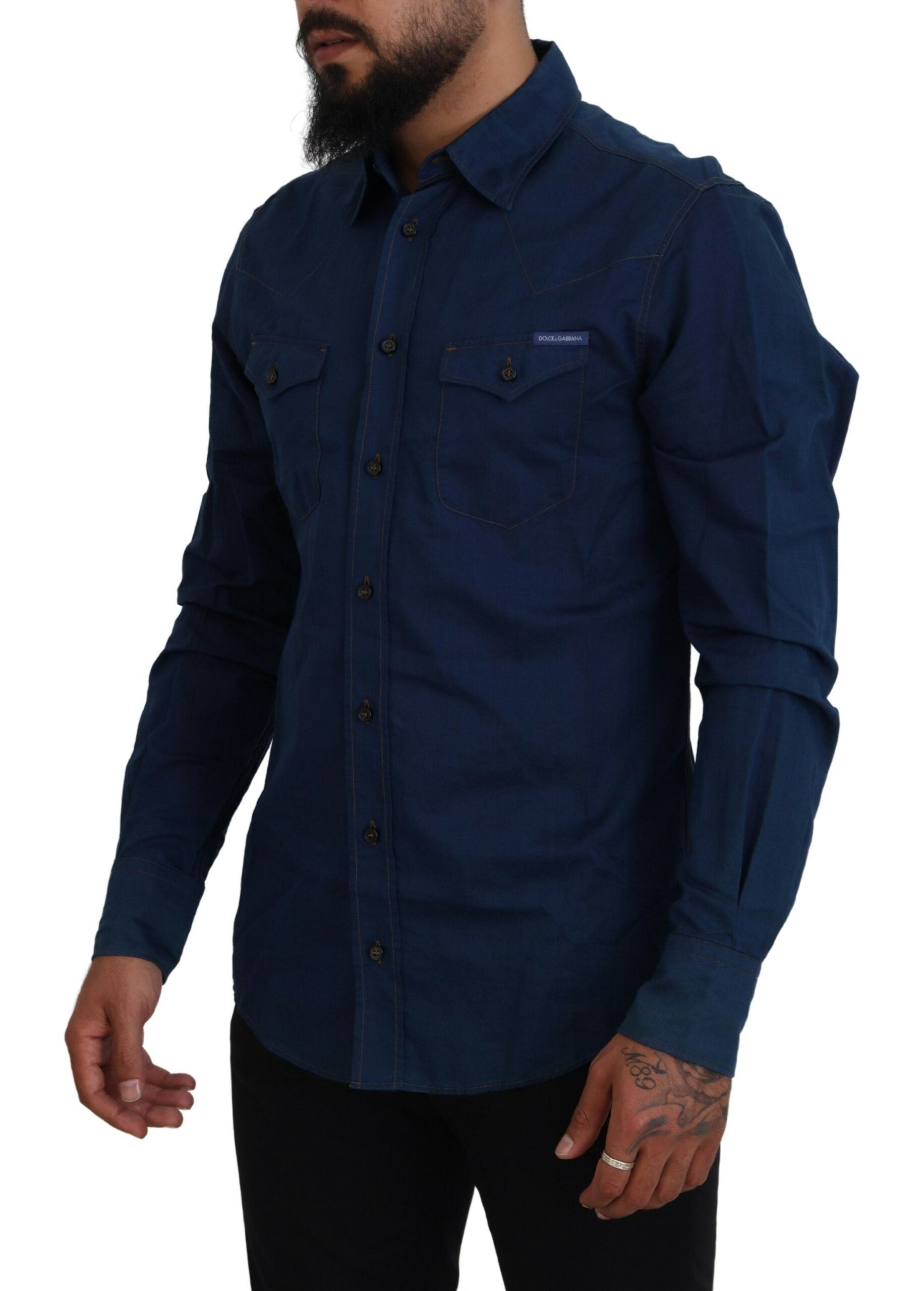 Dolce & Gabbana Elegant Blue Denim Casual Shirt - IT38 | XS