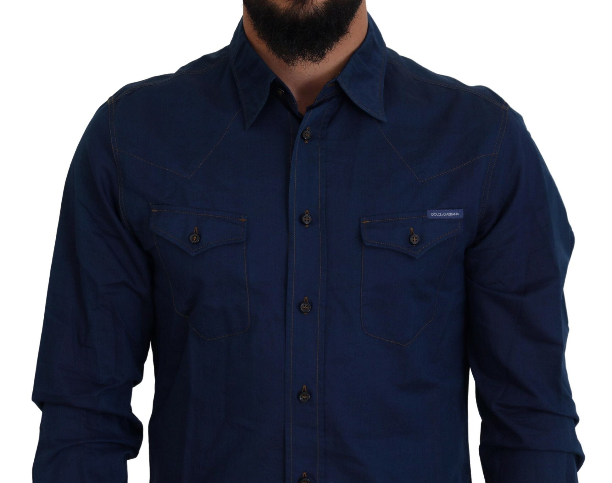 Dolce & Gabbana Elegant Blue Denim Casual Shirt - IT38 | XS