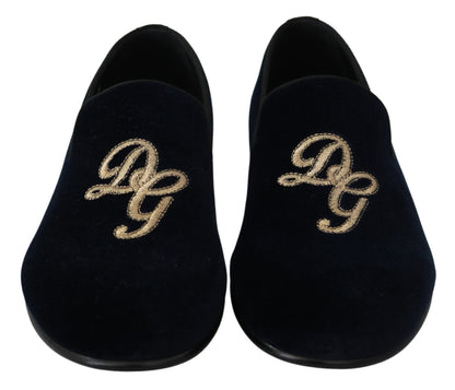 Dolce & Gabbana Elegant Blue Embroidered Loafers - EU39.5/US6.5