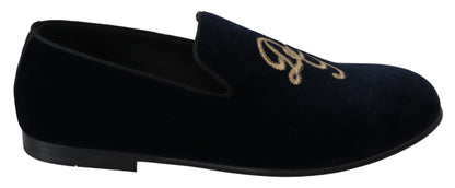 Dolce & Gabbana Elegant Blue Embroidered Loafers - EU39.5/US6.5