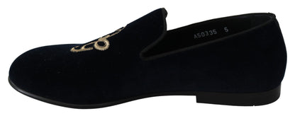 Dolce & Gabbana Elegant Blue Embroidered Loafers - EU39.5/US6.5