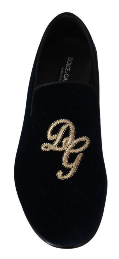 Dolce & Gabbana Elegant Blue Embroidered Loafers - EU39.5/US6.5