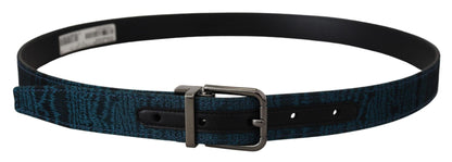 Dolce & Gabbana Elegant Blue Jacquard Designer Belt - 90 cm / 36 Inches