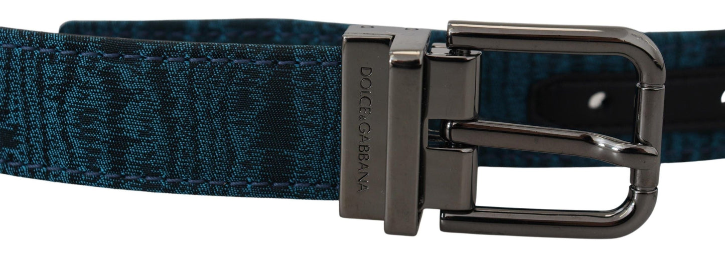 Dolce & Gabbana Elegant Blue Jacquard Designer Belt - 90 cm / 36 Inches