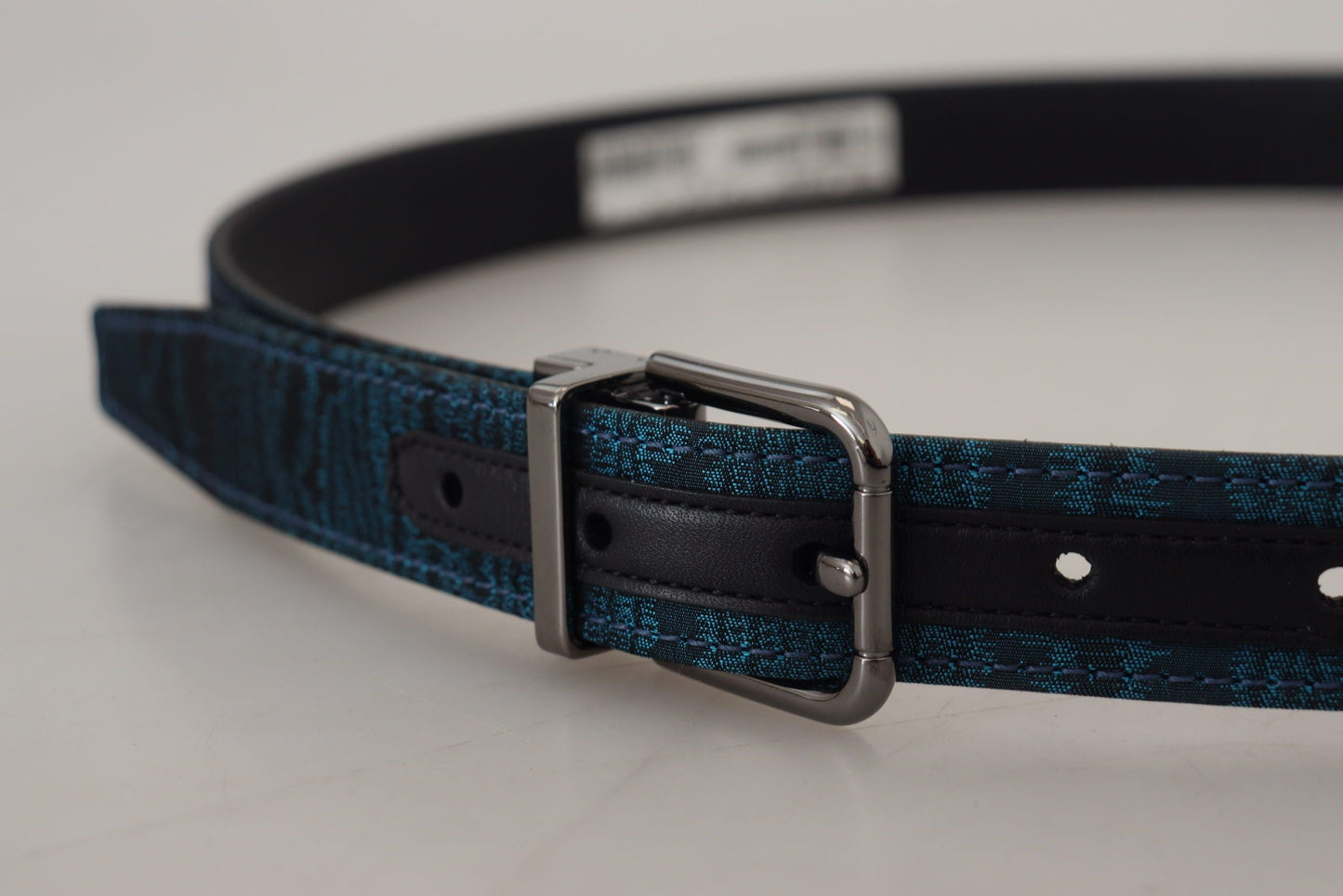 Dolce & Gabbana Elegant Blue Jacquard Designer Belt - 90 cm / 36 Inches