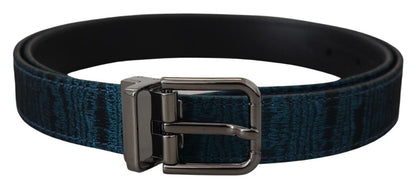 Dolce & Gabbana Elegant Blue Jacquard Designer Belt - 90 cm / 36 Inches