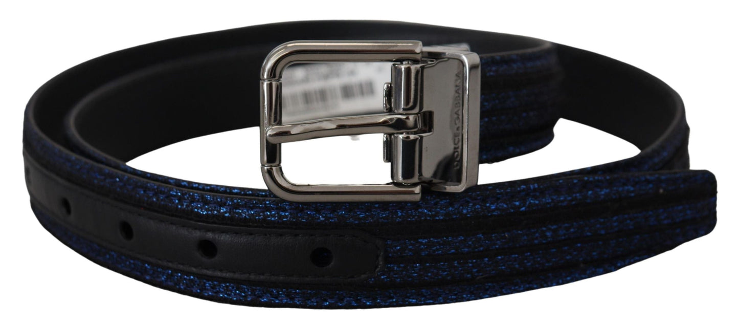 Dolce & Gabbana Elegant Blue Jacquard Leather Belt - 90 cm / 36 Inches