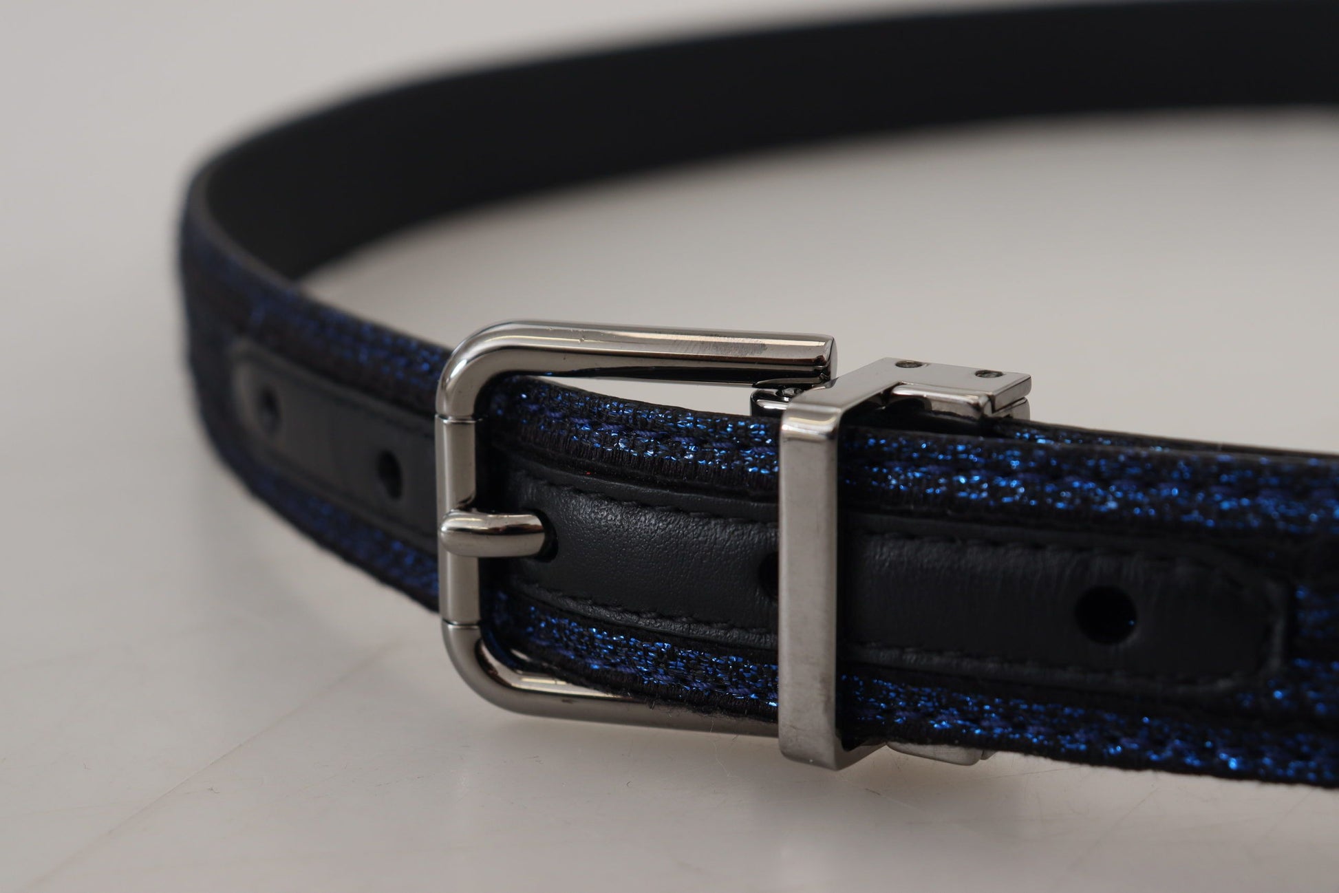 Dolce & Gabbana Elegant Blue Jacquard Leather Belt - 90 cm / 36 Inches