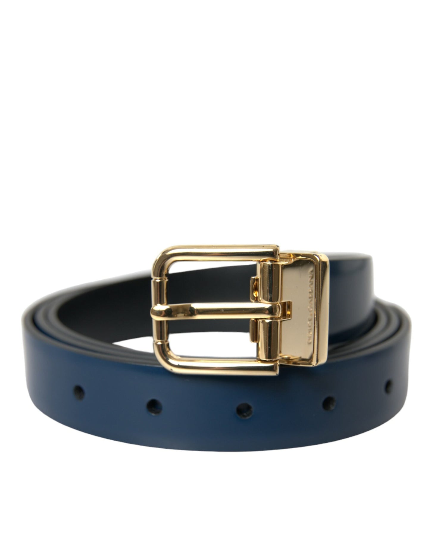 Dolce & Gabbana Elegant Blue Leather Belt with Metal Buckle - 115 cm / 46 Inches