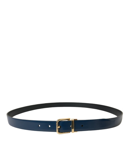 Dolce & Gabbana Elegant Blue Leather Belt with Metal Buckle - 115 cm / 46 Inches