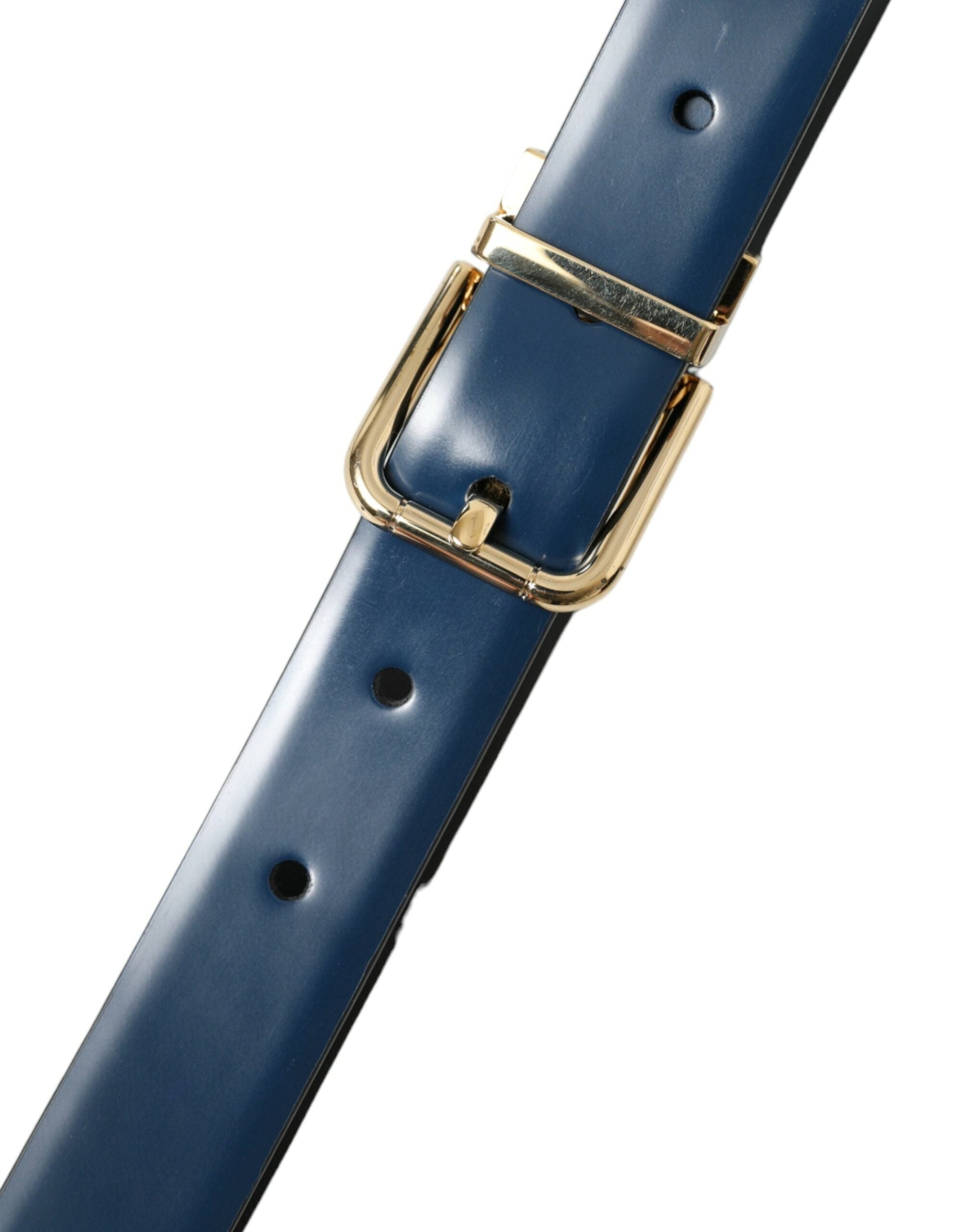 Dolce & Gabbana Elegant Blue Leather Belt with Metal Buckle - 115 cm / 46 Inches