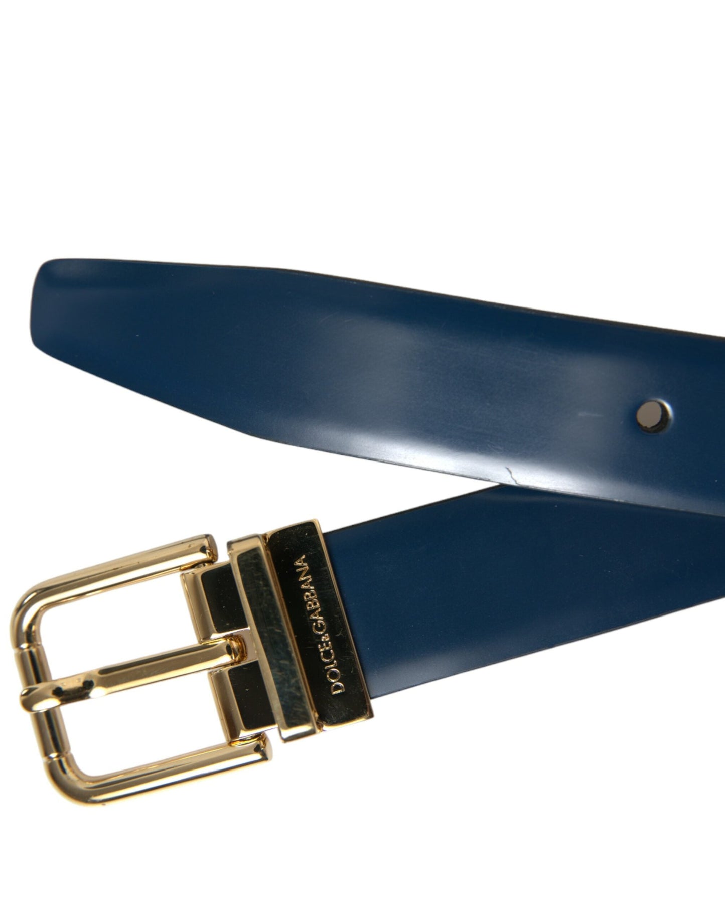 Dolce & Gabbana Elegant Blue Leather Belt with Metal Buckle - 115 cm / 46 Inches