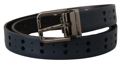 Dolce & Gabbana Elegant Blue Leather Belt with Metal Buckle - 90 cm / 36 Inches