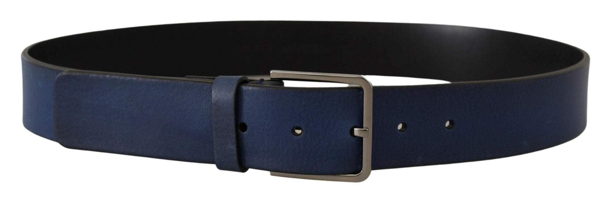 Dolce & Gabbana Elegant Blue Leather Belt with Silver Buckle - 90 cm / 36 Inches