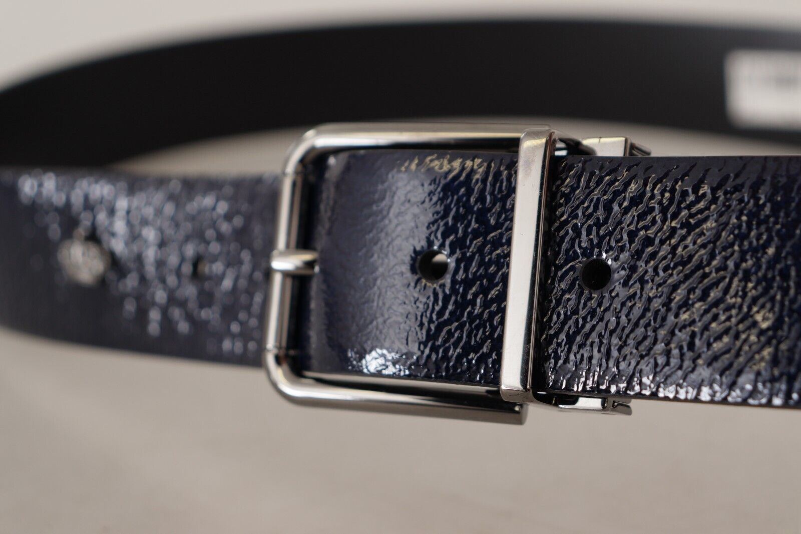 Dolce & Gabbana Elegant Blue Leather Belt with Silver Buckle - 90 cm / 36 Inches