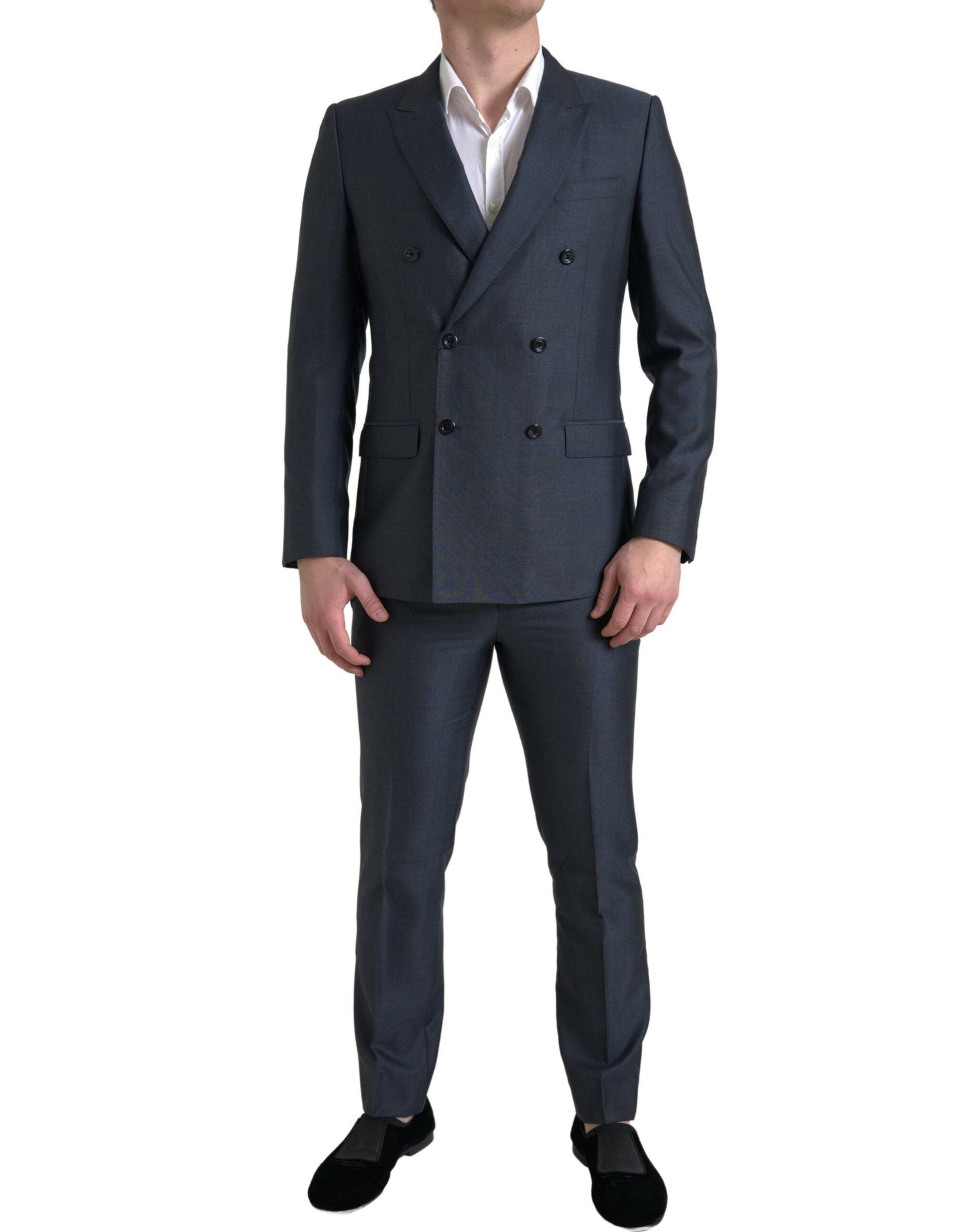 Dolce & Gabbana Elegant Blue Silk Blend Martini Suit - IT48 | M