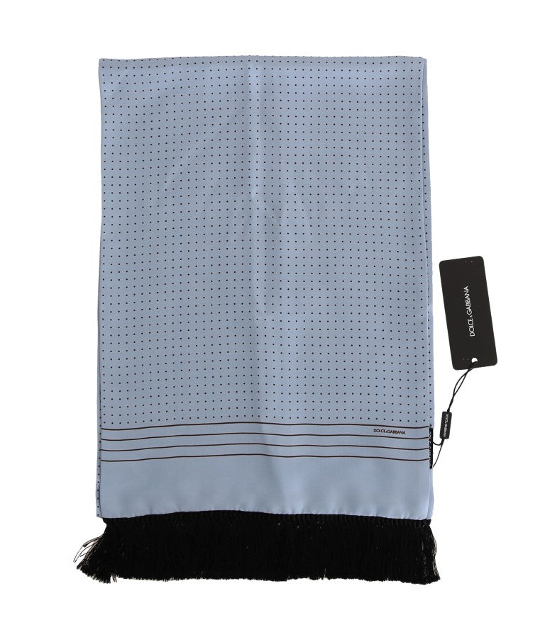 Dolce & Gabbana Elegant Blue Silk Polka Dot Men’s Scarf