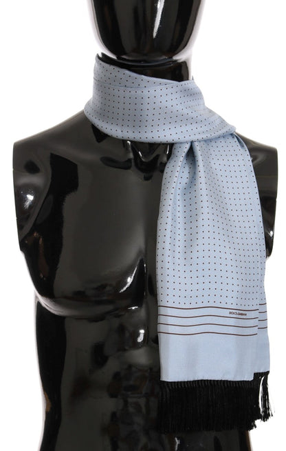 Dolce & Gabbana Elegant Blue Silk Polka Dot Men’s Scarf