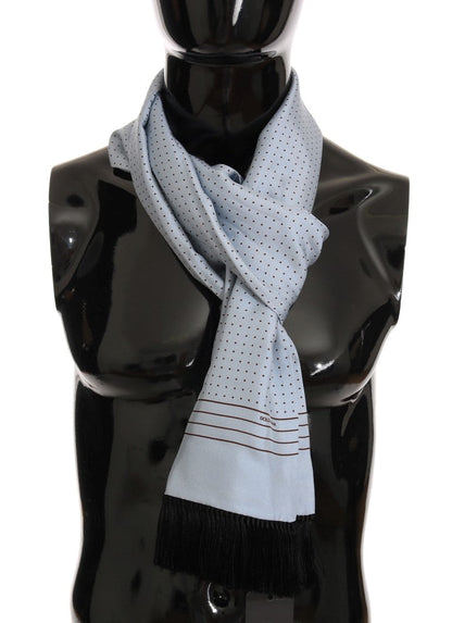 Dolce & Gabbana Elegant Blue Silk Polka Dot Men’s Scarf