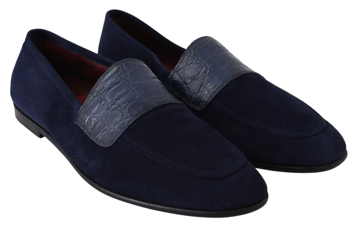 Dolce & Gabbana Elegant Blue Suede Leather Loafers - EU39.5/US6.5