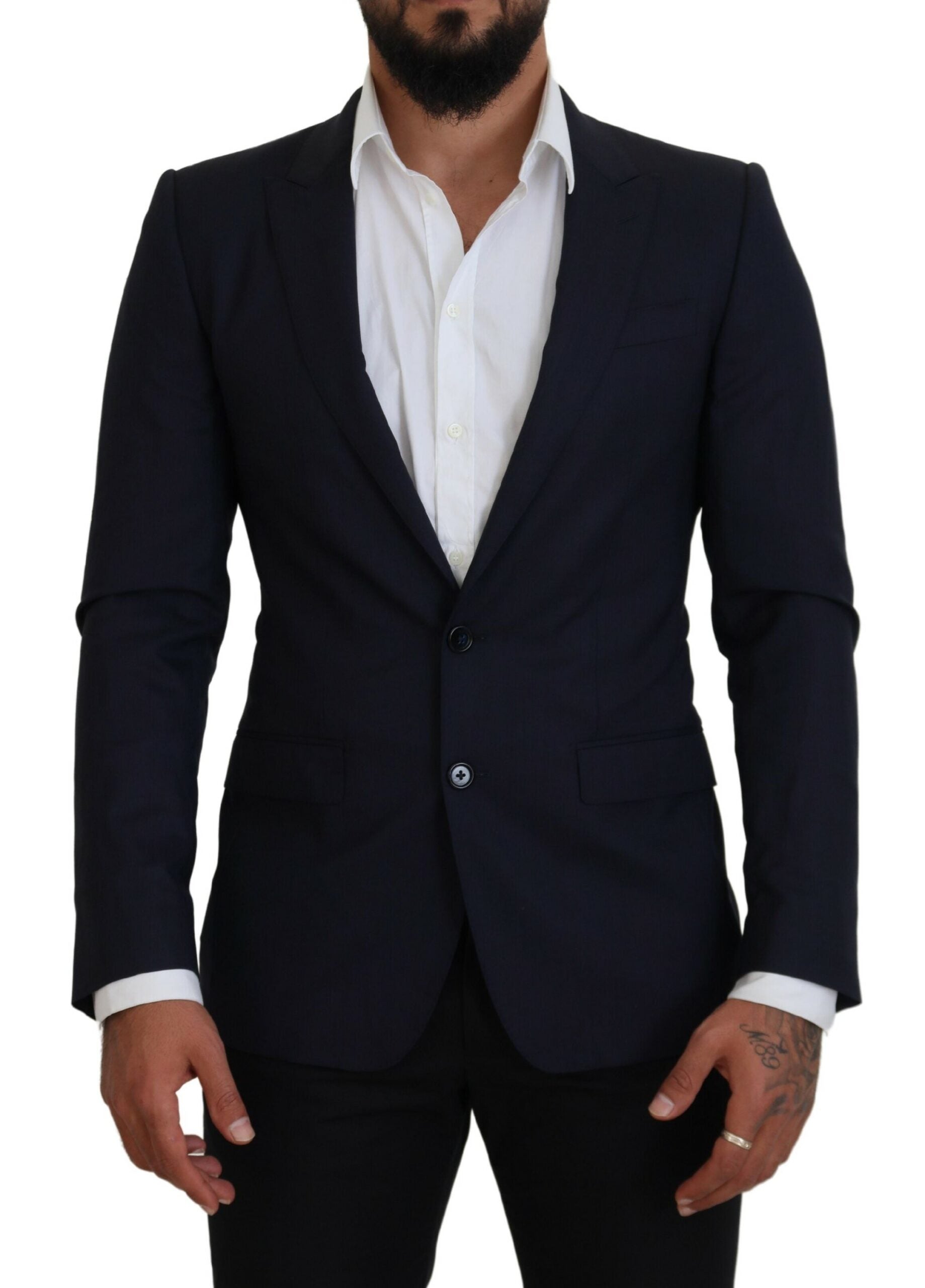 Dolce & Gabbana Elegant Blue Wool Silk Blazer Jacket - IT46 | S