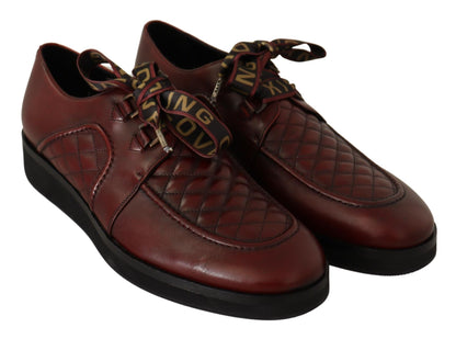 Dolce & Gabbana Elegant Bordeaux Derby Leather Shoes - EU43/US10