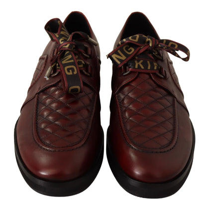 Dolce & Gabbana Elegant Bordeaux Derby Leather Shoes - EU43/US10