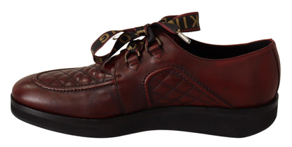 Dolce & Gabbana Elegant Bordeaux Derby Leather Shoes - EU43/US10