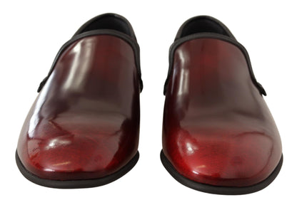 Dolce & Gabbana Elegant Bordeaux Leather Loafers - EU40.5/US7.5