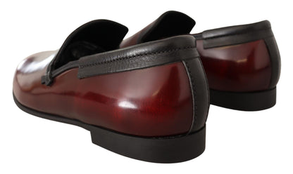 Dolce & Gabbana Elegant Bordeaux Leather Loafers - EU40.5/US7.5