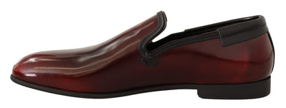 Dolce & Gabbana Elegant Bordeaux Leather Loafers - EU40.5/US7.5