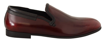 Dolce & Gabbana Elegant Bordeaux Leather Loafers - EU40.5/US7.5