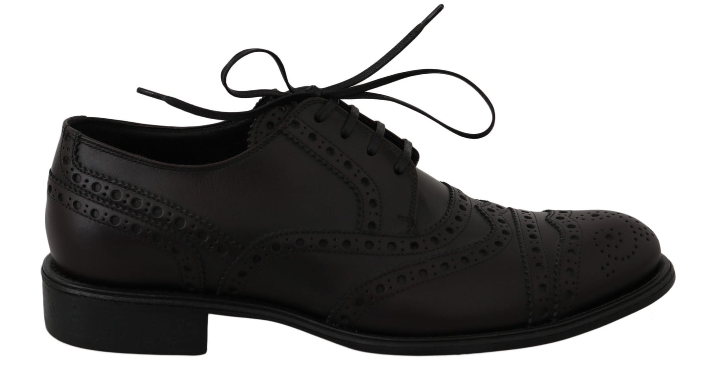 Dolce & Gabbana Elegant Bordeaux Wingtip Derby Dress Shoes - EU39/US6