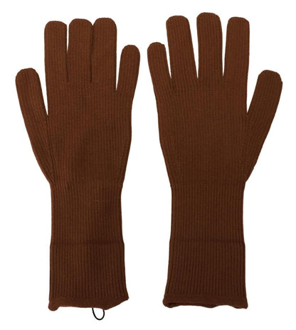 Dolce & Gabbana Elegant Brown Cashmere Winter Gloves - 9|M