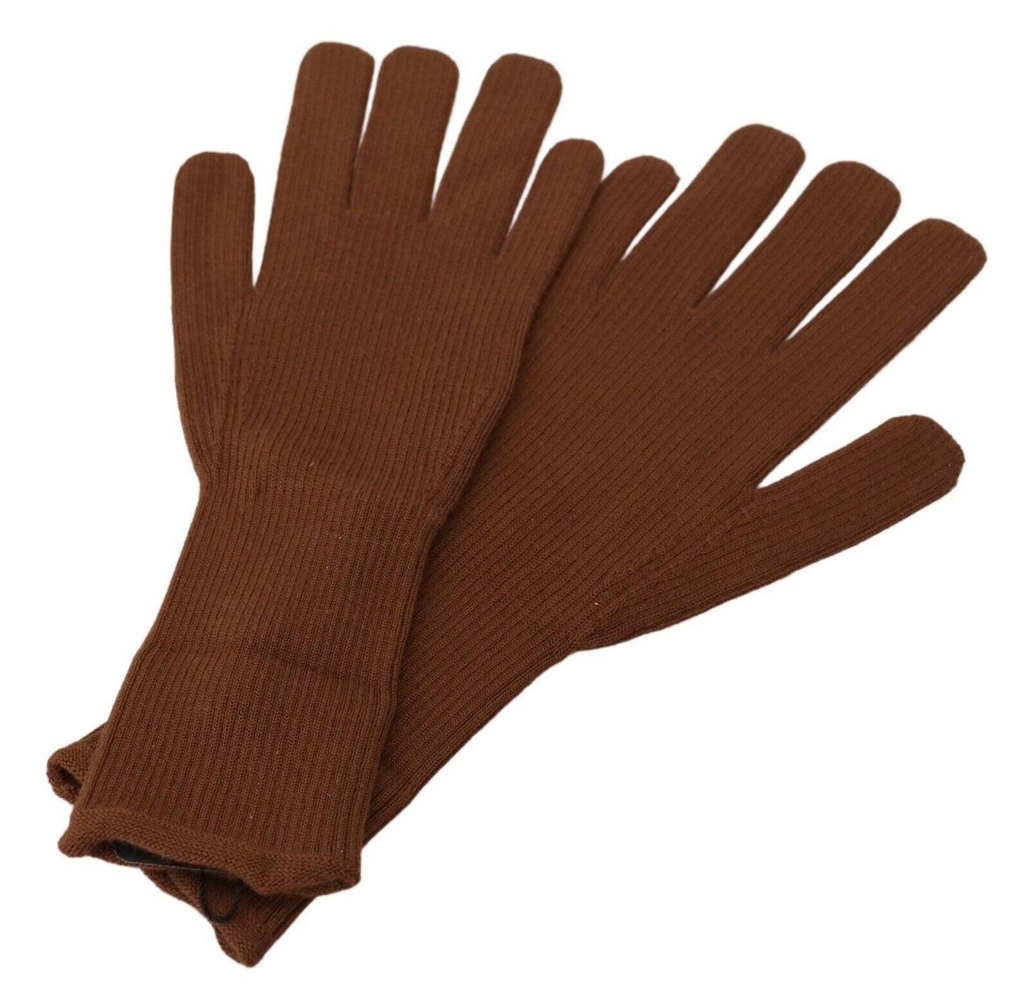 Dolce & Gabbana Elegant Brown Cashmere Winter Gloves - 9|M