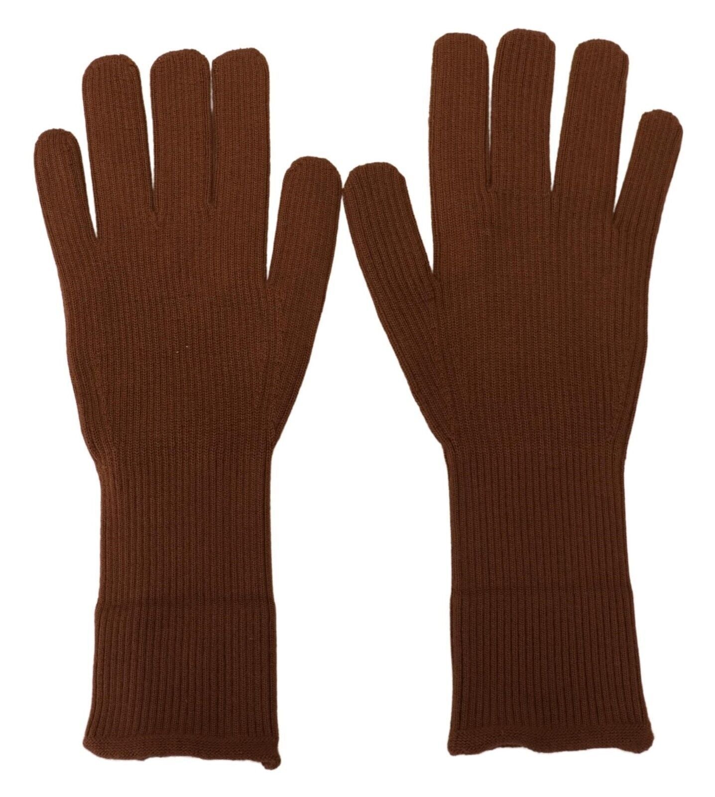 Dolce & Gabbana Elegant Brown Cashmere Winter Gloves - 9|M