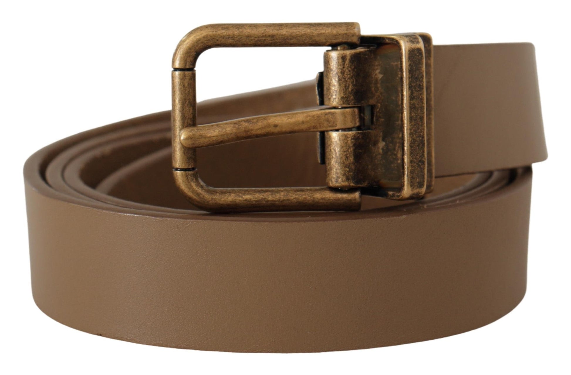 Dolce & Gabbana Elegant Brown Leather Belt with Brass Tone Buckle - 90 cm / 36 Inches