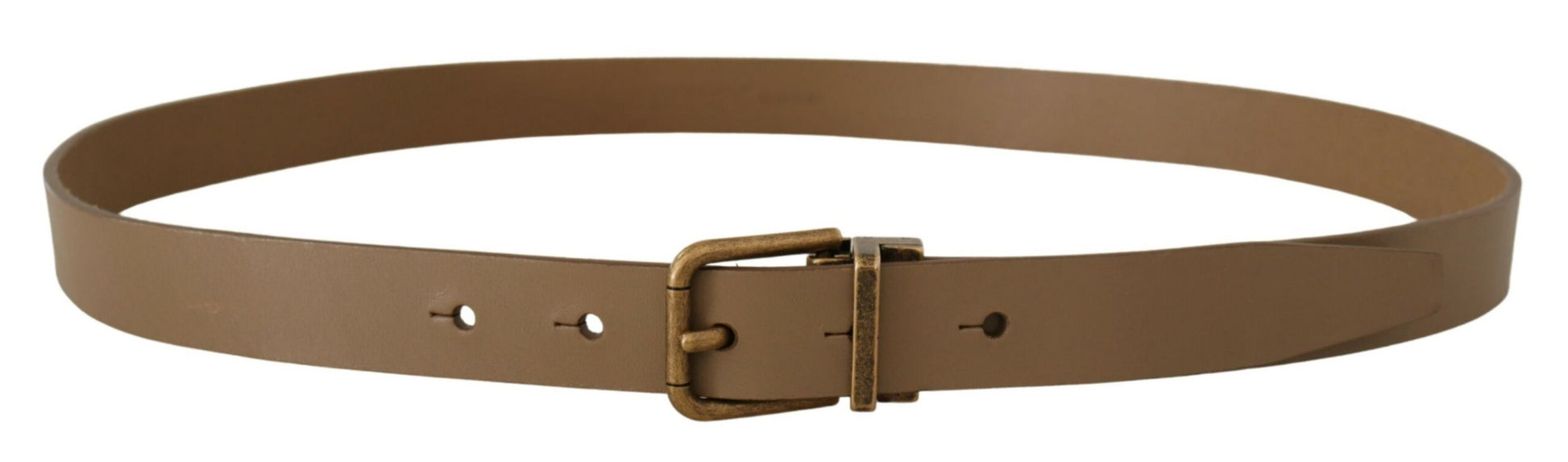 Dolce & Gabbana Elegant Brown Leather Belt with Brass Tone Buckle - 90 cm / 36 Inches