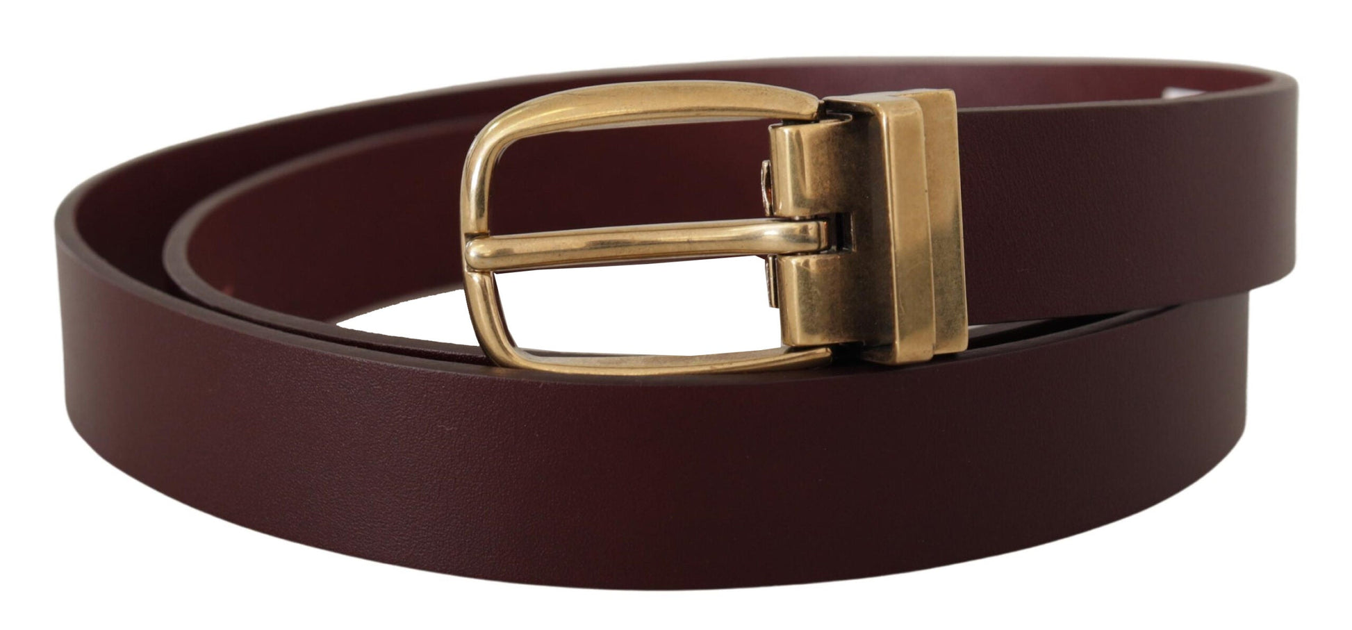 Dolce & Gabbana Elegant Brown Leather Belt with Gold Buckle - 90 cm / 36 Inches